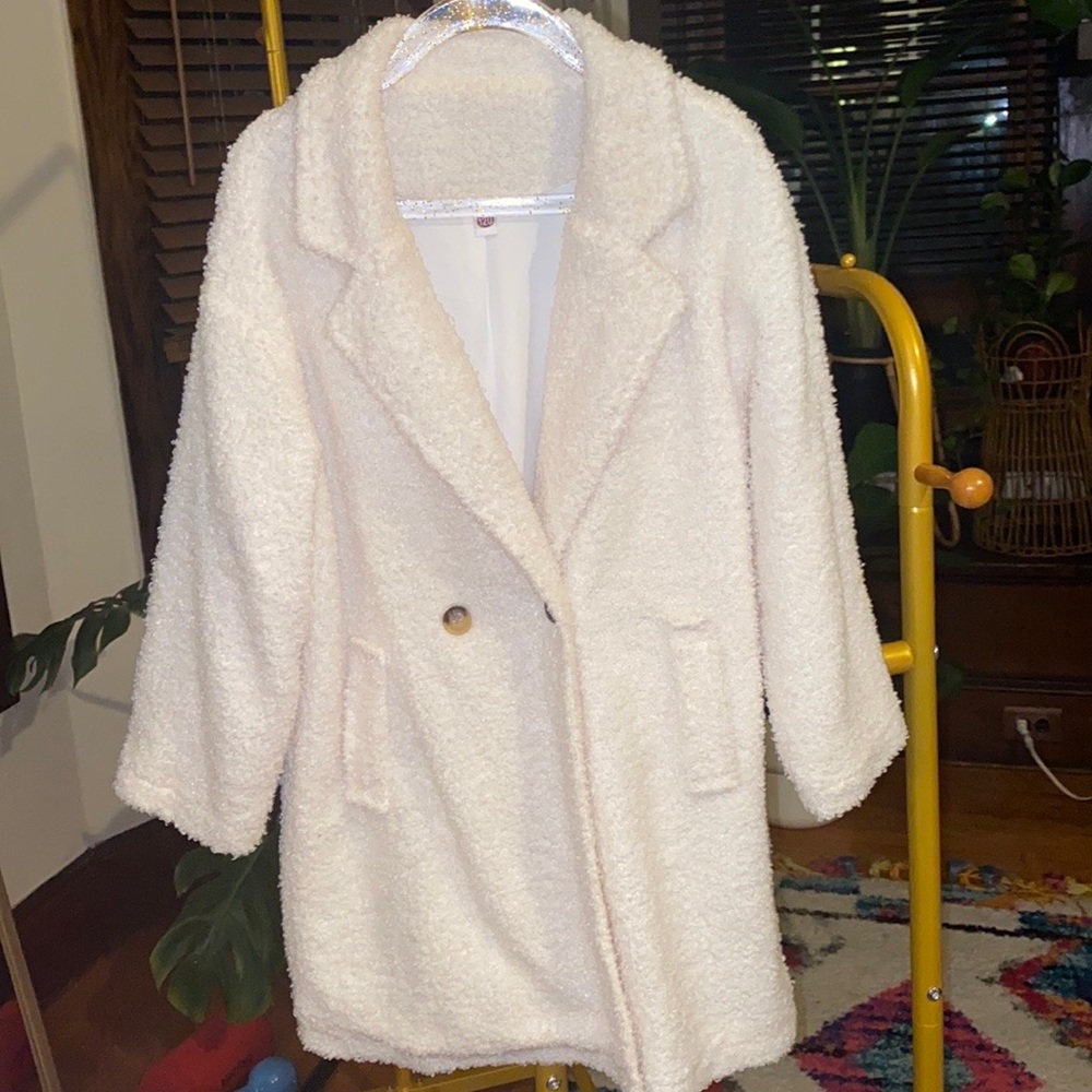 Winter white teddy oversized style Girls coat